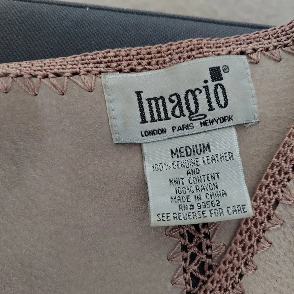 Vintage Imagio suede  vest size M. 100% genuine leather and rayon knit